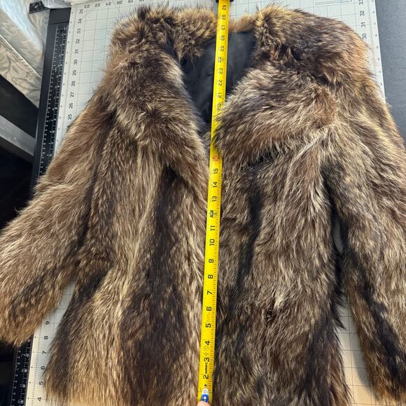 Vintage Petite Raccoon Fur Coat XS Cutter Jacket Real Fur Distressed - Picture 9 of 16